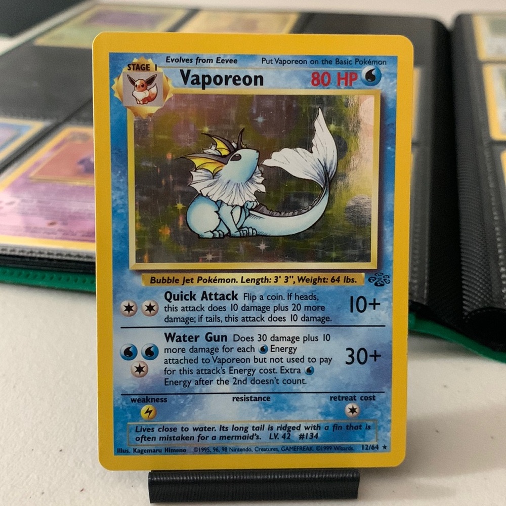 Vaporeon 1999 Holo 12/64 Pokemon Card Base Set Rare #12
